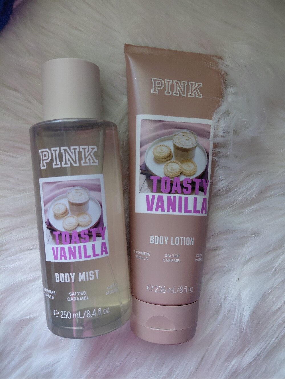 PINK Victoria's Secret Toasty Vanilla Body Lotion & Body Mist - Soft Pink